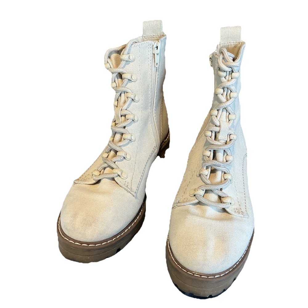 Universal Thread Canvas Ivory Parker Lace-Up‎ Combat Ankle Boots Grunge Size 7